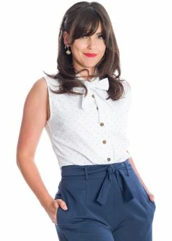 Banned Sea Scape Anchor 50's Blouse White