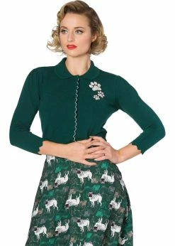 Banned Foot Print Dog 40's Cardigan Green