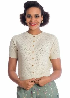 Banned Summer Scallop 40's Cardigan Ivory