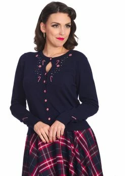 Banned London Town 50's Cardigan Navy Blue
