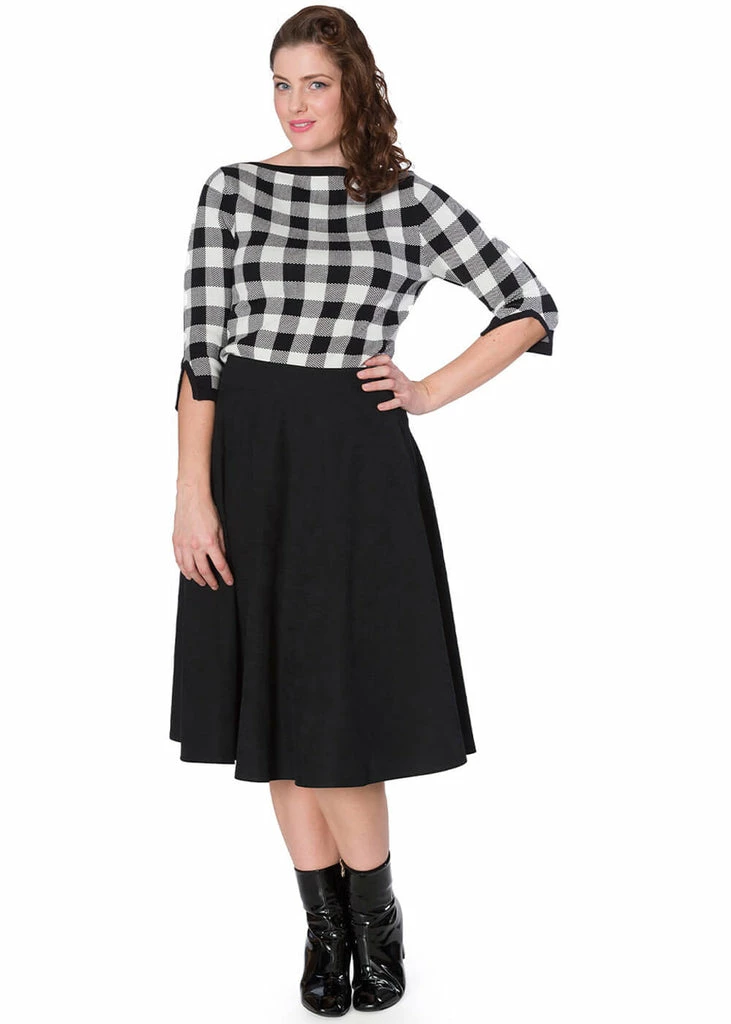 Banned Check Me 40's Jumper Top Black - Image 4