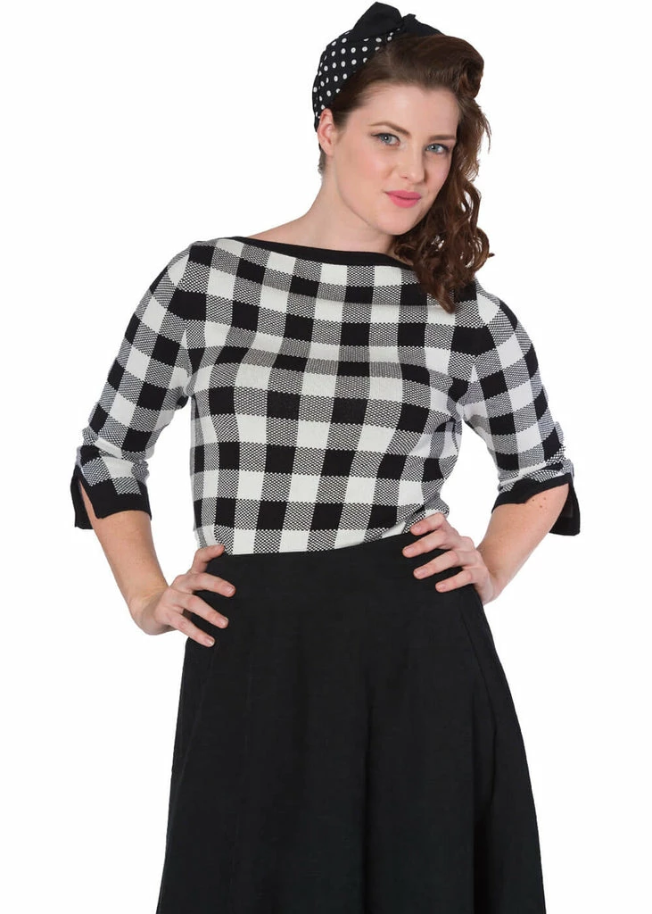 Banned Check Me 40's Jumper Top Black - Image 2