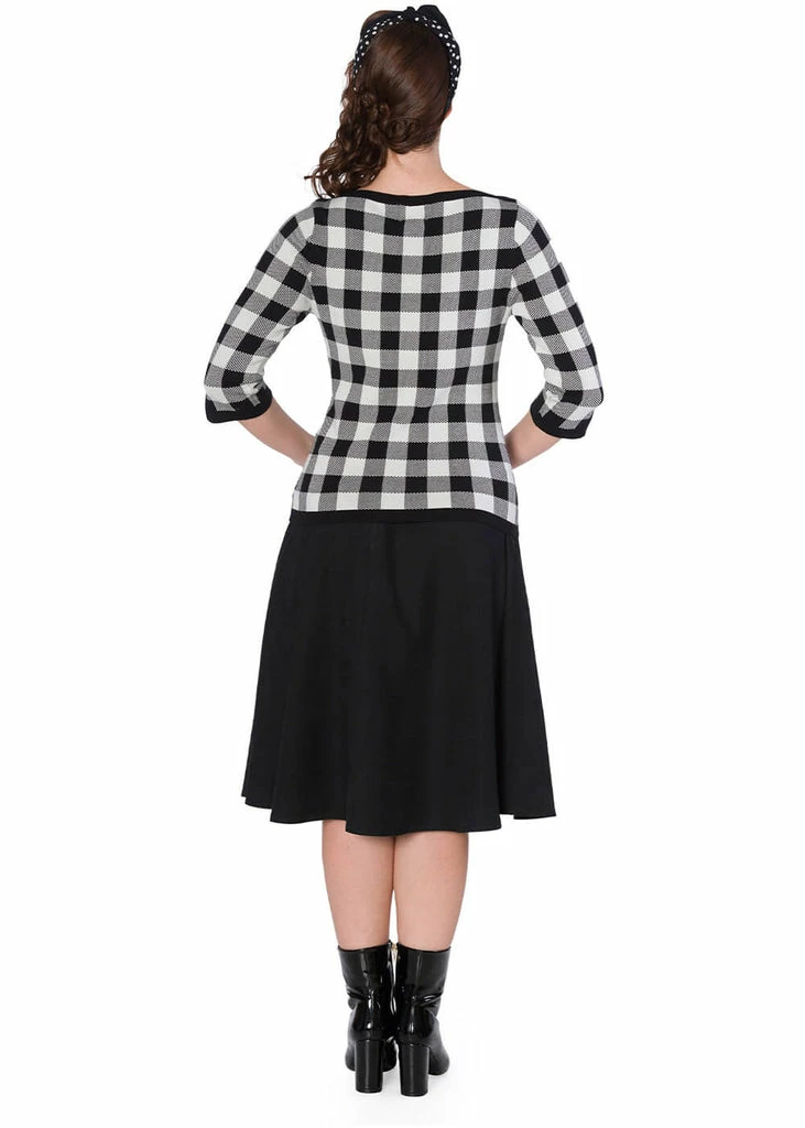 Banned Check Me 40's Jumper Top Black - Image 3