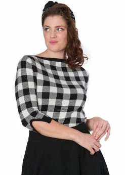 Banned Check Me 40's Jumper Top Black