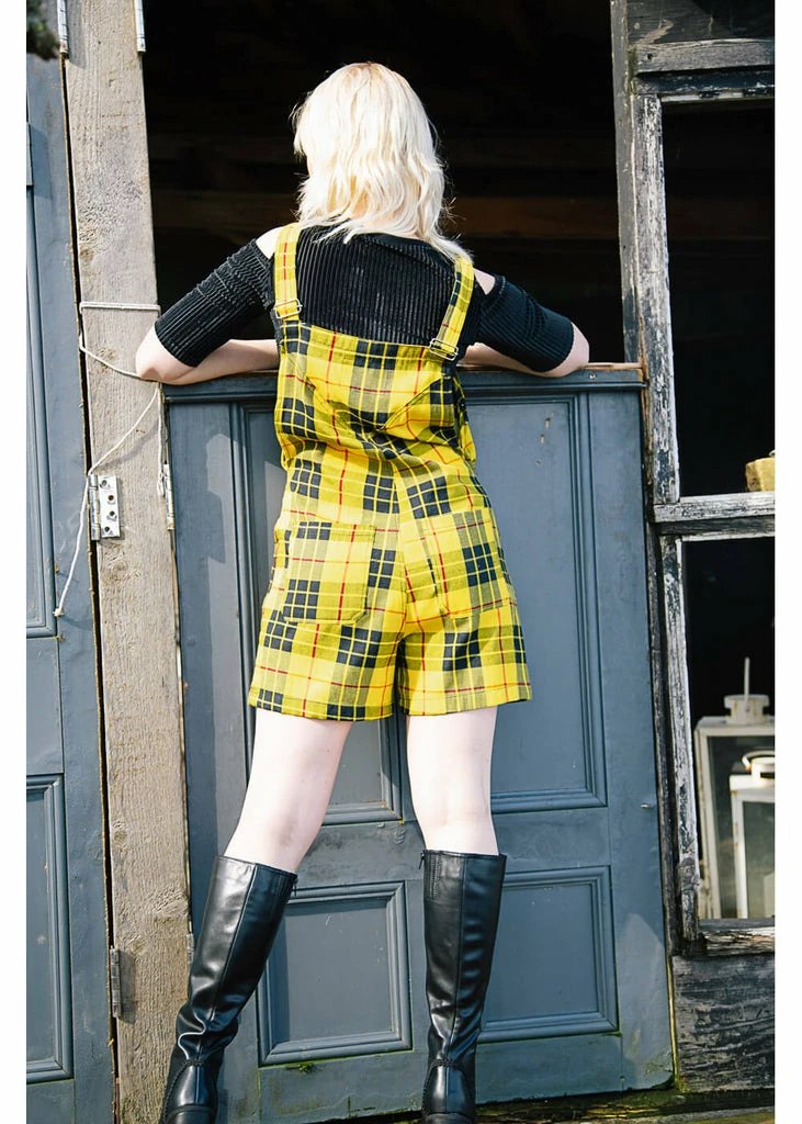 Banned Lifes Too Short Tartan Playsuit Yellow 2 Banned Lifes Too Short Tartan Playsuit Yellow - Image 2