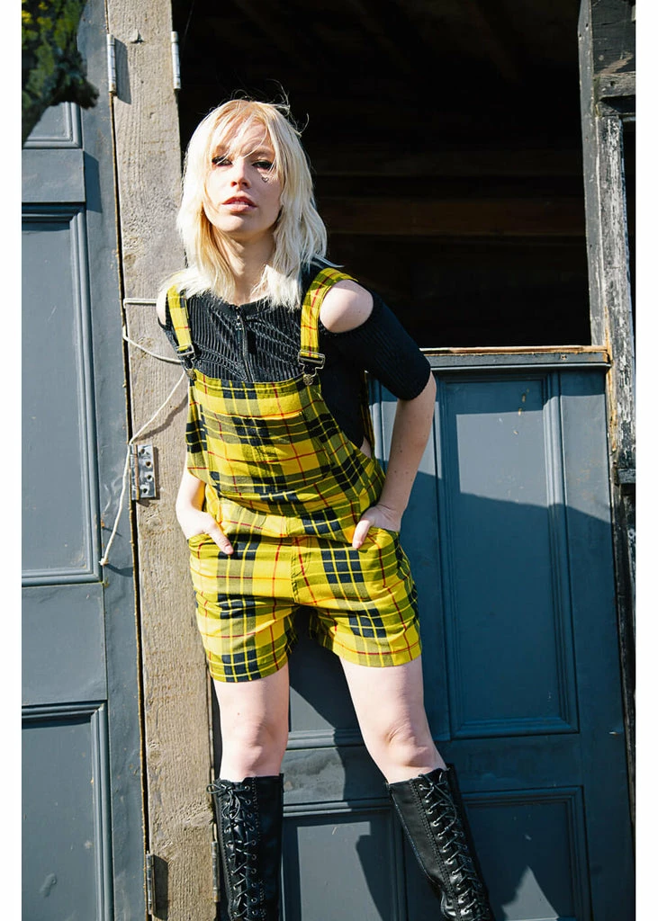 Banned Lifes Too Short Tartan Playsuit Yellow 3 Banned Lifes Too Short Tartan Playsuit Yellow - Image 3