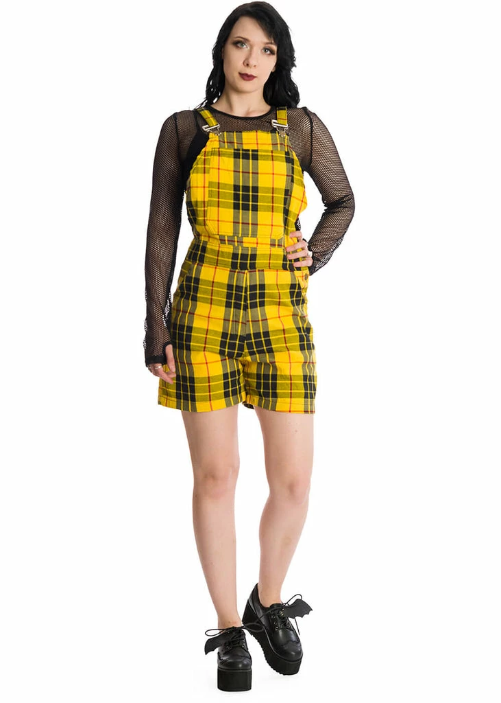 Banned Lifes Too Short Tartan Playsuit Yellow 5 Banned Lifes Too Short Tartan Playsuit Yellow - Image 5