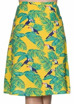Banned Toucan All Over 50's A-Line Skirt Yellow