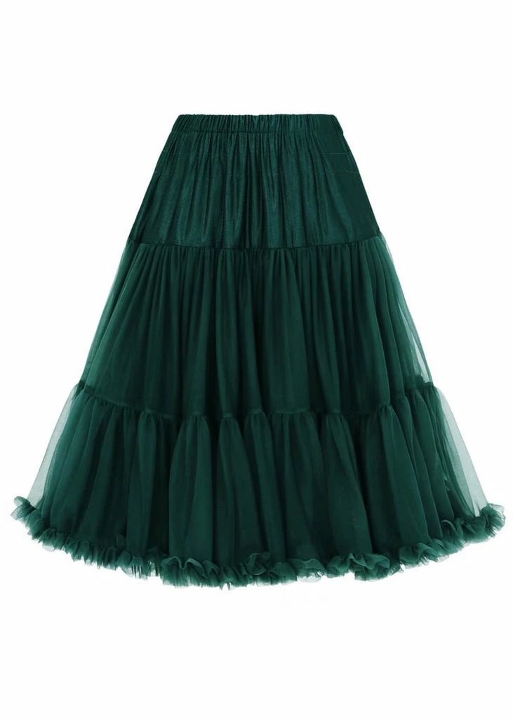 Banned 50's Petticoat Lang Dark Green 1 Banned 50's Petticoat Lang Dark Green