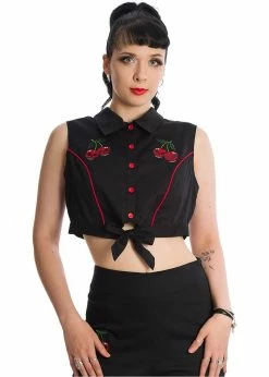 Banned Death By Skull Cherry 50's Blouse Black