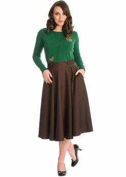 Banned Di Di 40's Swing Skirt Brown