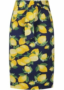 Banned Lemon 50's Pencil Skirt Navy