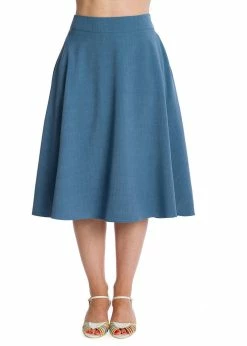 Banned Summer Staple 50's Swing Skirt Blue