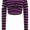 Banned Chantrea Stripe 80's Top Purple