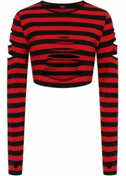 Banned Chantrea Stripe 80's Top Red