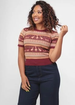 Bright & Beautiful Bella Duck Fair Isle 60's Jumper Brown -Hearts & Roses Sales bright beautiful BBAW210104A bella duck jumper mul 0 3d253ea8 62d1 4e1b 9c9a 5d7de06e2ca9 1024x1024