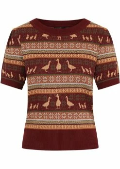 Bright & Beautiful Bella Duck Fair Isle 60's Jumper Brown
