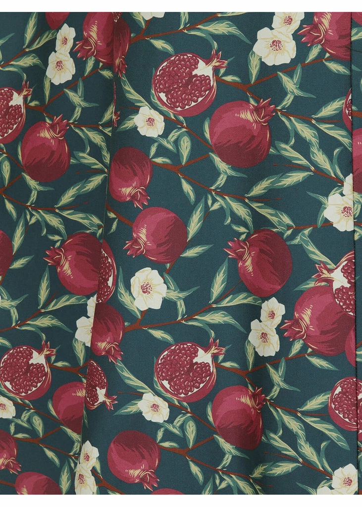 Collectif Silvia Pomegranata 50's Swing Skirt Teal 5 Collectif Silvia Pomegranata 50's Swing Skirt Teal - Image 5