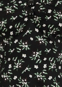 Alternative view of Collectif Dolores Berry Floral 50's Top Black