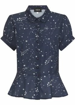 Collectif Mary Grace Zodiac Constellation 40's Blouse Blue