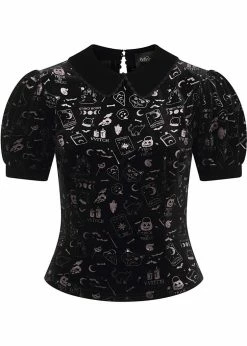 Collectif Peta Spooky Velvet 40's Top Black