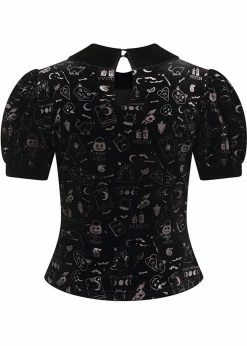 Collectif Peta Spooky Velvet 40's Top Black 5 Collectif Peta Spooky Velvet 40's Top Black -Hearts & Roses Sales collectif AW200423A peta spooky top blk 2 1024x1024