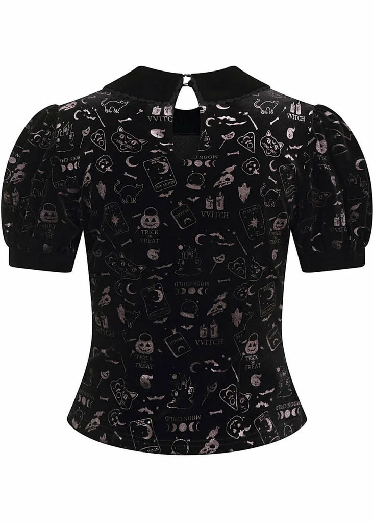 Collectif Peta Spooky Velvet 40's Top Black 3 Collectif Peta Spooky Velvet 40's Top Black - Image 3