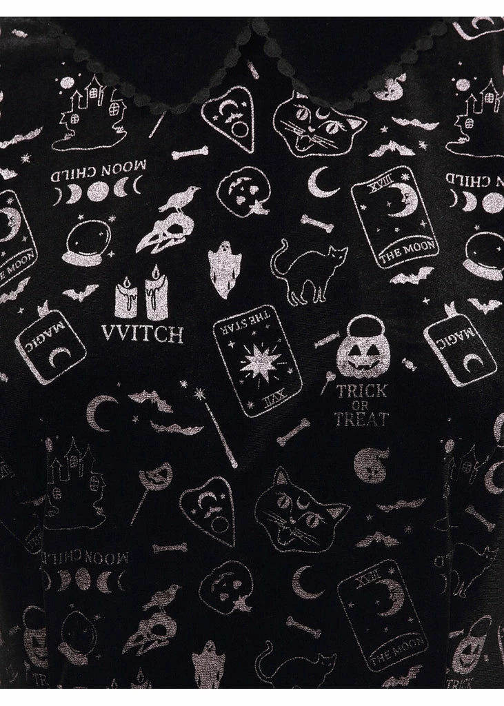 Collectif Peta Spooky Velvet 40's Top Black 2 Collectif Peta Spooky Velvet 40's Top Black - Image 2