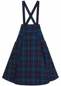 Collectif Alexa Mermaid Check 40's Swing Skirt Teal