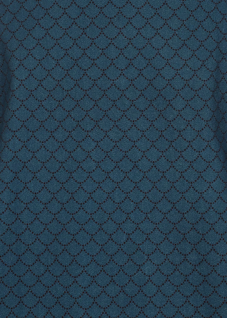 Collectif Cassie Mermaid Scallop 50's Swing Skirt Petrol - Image 2