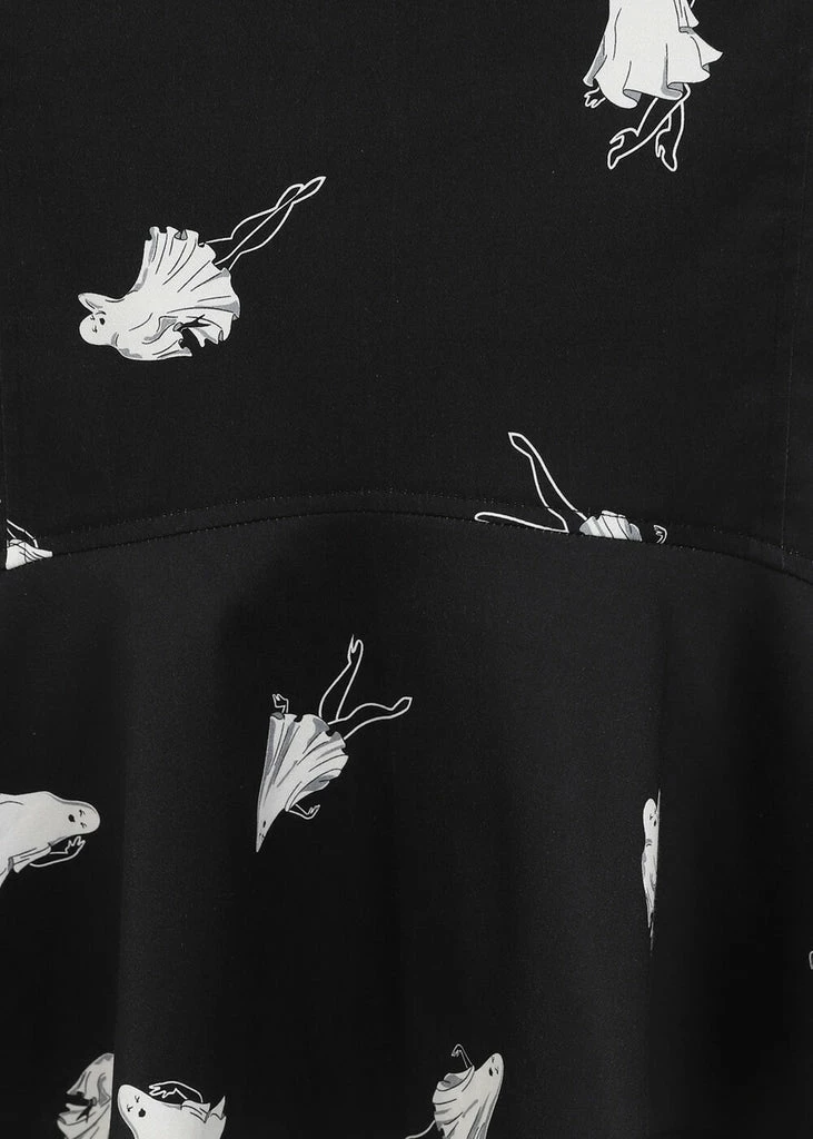 Collectif Winifred Pinup Ghouls 50's Fishtail Skirt Black White 4 Collectif Winifred Pinup Ghouls 50's Fishtail Skirt Black White - Image 4