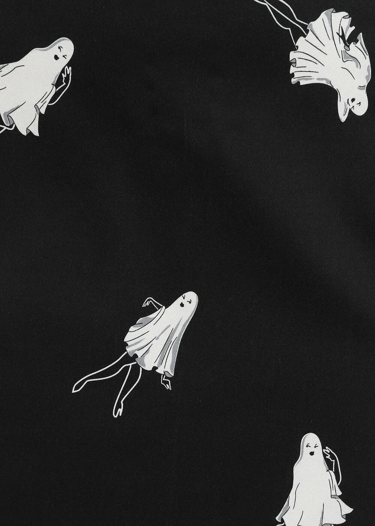 Collectif Winifred Pinup Ghouls 50's Fishtail Skirt Black White 2 Collectif Winifred Pinup Ghouls 50's Fishtail Skirt Black White - Image 2