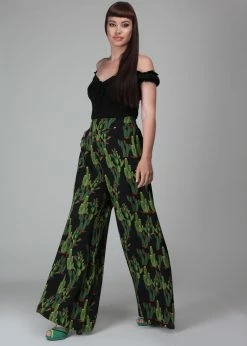 Collectif Alizee Cactusland 70's Trousers Black