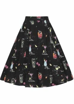 Collectif Matilde Coctail Menu 50's Swing Skirt Black