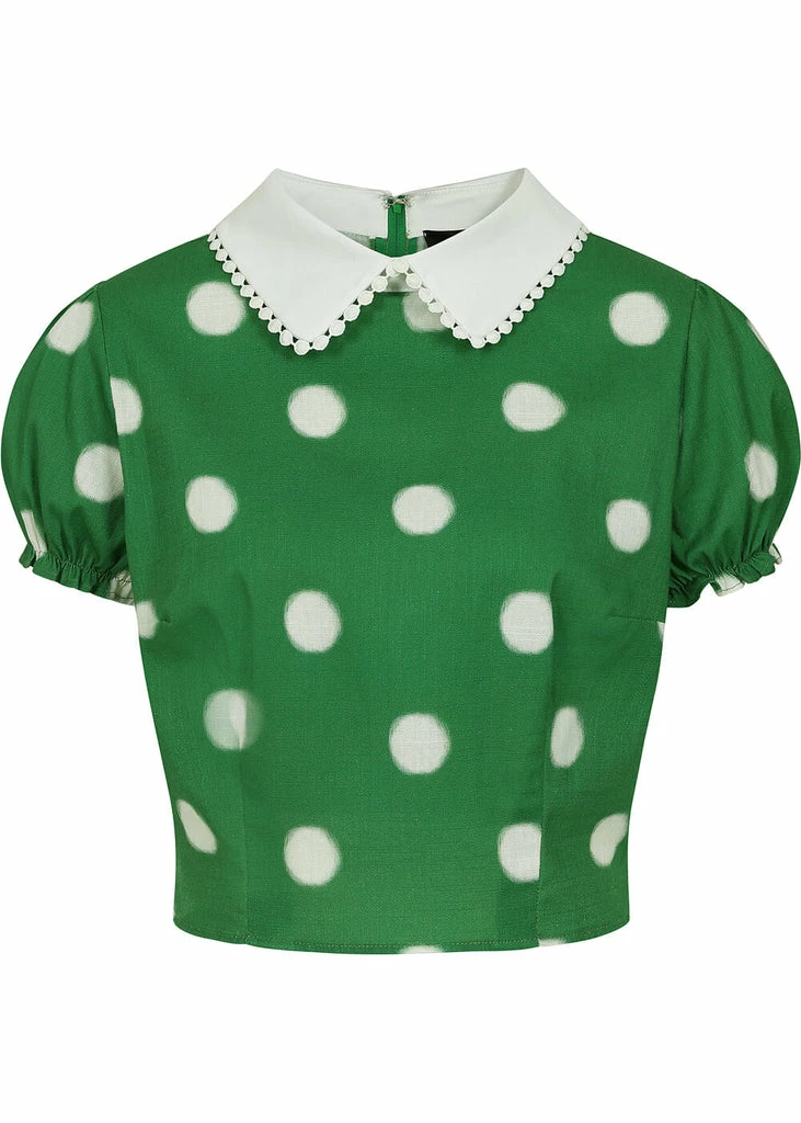 Collectif Betty Painted Polka 40's Top Green 1 Collectif Betty Painted Polka 40's Top Green