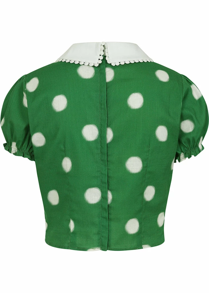 Collectif Betty Painted Polka 40's Top Green 3 Collectif Betty Painted Polka 40's Top Green - Image 3