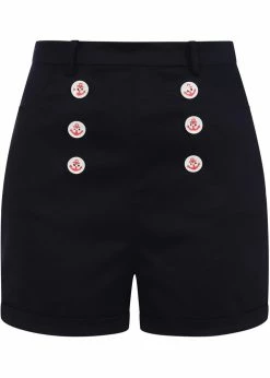 Collectif Nancy Nautical 40's Shorts Navy Blue