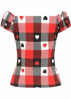 Collectif Dolores Heart Gingham 50's Top Red -Hearts & Roses Sales collectif SS220412A dolores heart gingham top red 1 1024x1024