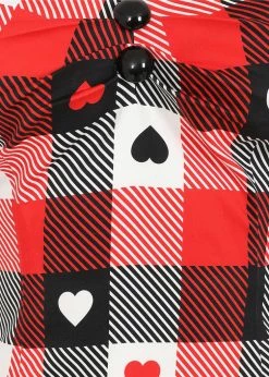 Alternative view of Collectif Dolores Heart Gingham 50's Top Red