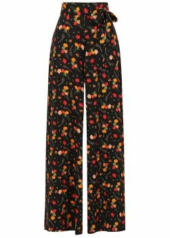Alternative view of Collectif Akiko Ditsy Tulip Bloom 70's Trousers Black