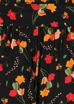 Collectif Akiko Ditsy Tulip Bloom 70's Trousers Black -Hearts & Roses Sales collectif TR SS220205A akiko ditsy tulip trousers blk 4 1024x1024
