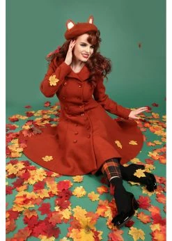 Collectif Heather 40's Swing Coat Burnt Orange