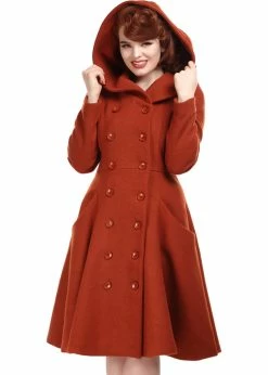 Alternative view of Collectif Heather 40's Swing Coat Burnt Orange