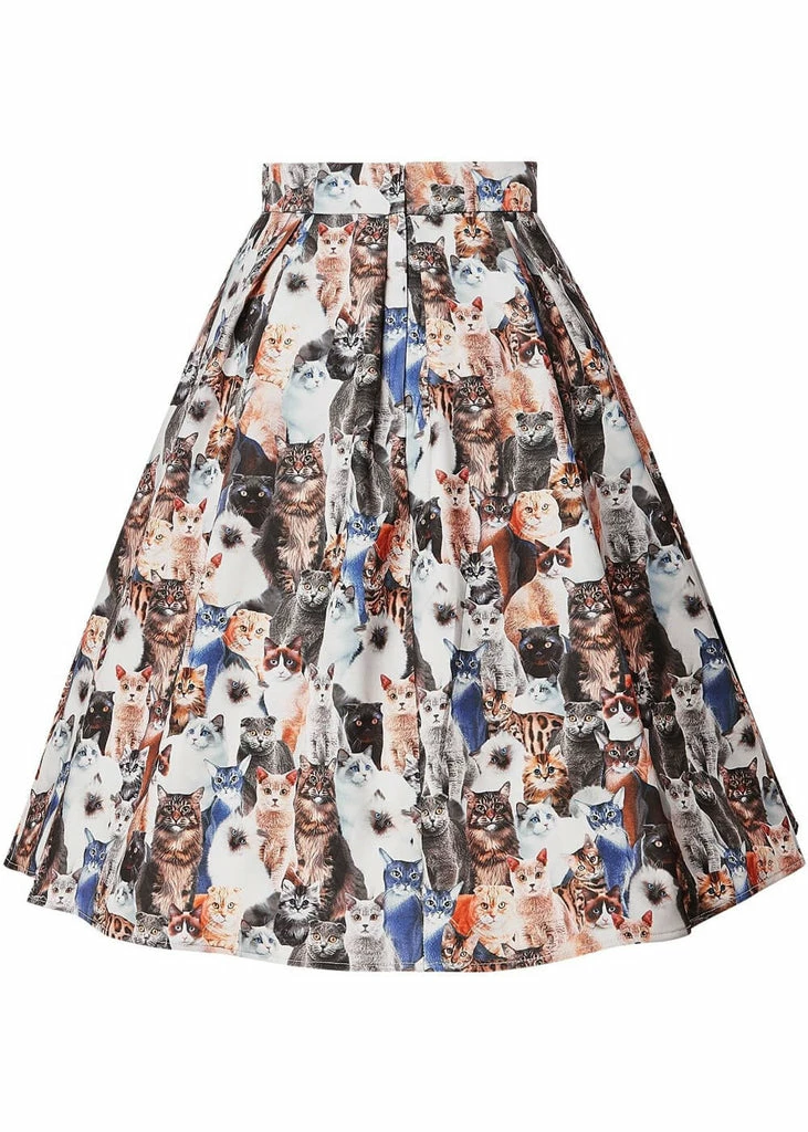 Dolly & Dotty Carolyn Furry Cat 50's Swing Skirt Multi - Image 3