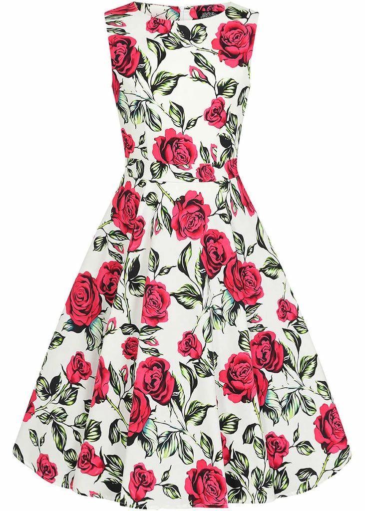 Hearts & Roses Kids Hazel Floral 50's Swing Dress Ivory - Image 3