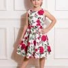 Hearts & Roses Kids Hazel Floral 50's Swing Dress Ivory