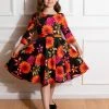 Hearts & Roses Kids Eden Madison Floral 50's Swing Dress Black