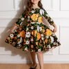 Hearts & Roses Kids Tessa Floral 50's Swing Dress Black