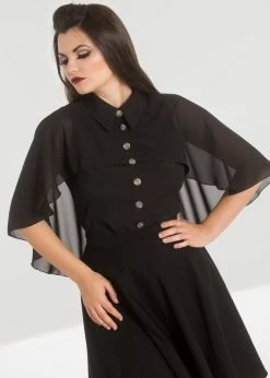 Hell Bunny Draco Cape Blouse Black
