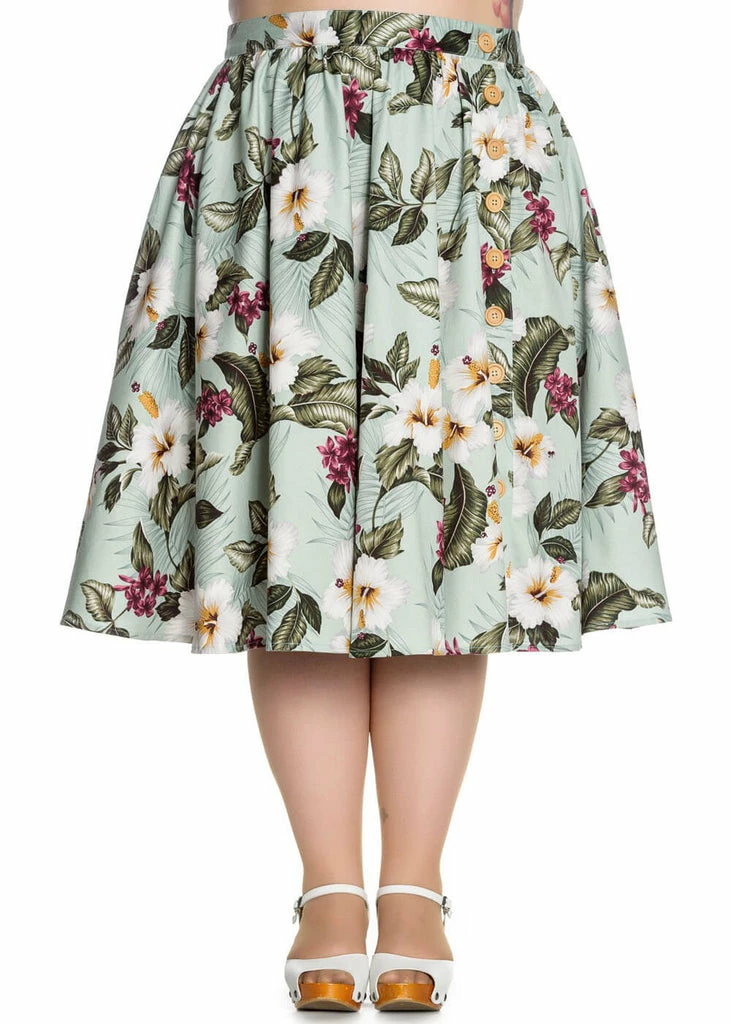 Hell Bunny Tahiti 50's Swing Skirt Green 3 Hell Bunny Tahiti 50's Swing Skirt Green - Image 3
